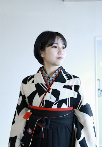 鶴の柄の二尺袖kimono